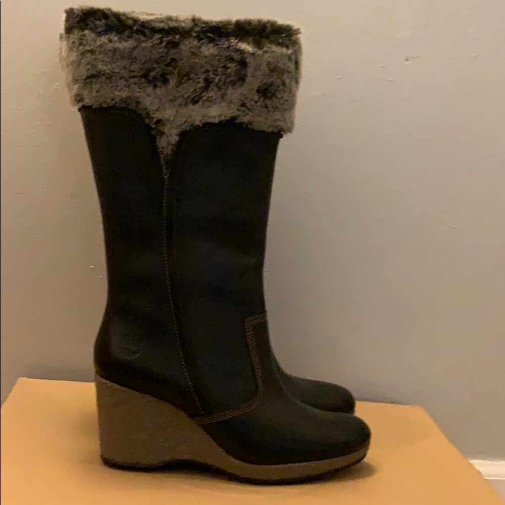 Timberland Monogram Tall Slip on Leather Boots